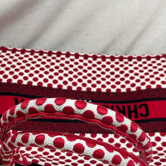 Christian Dior Canvas Medium DiorAmour Red Polka Dot Book Tote Limited Edition - Picture 7 of 16